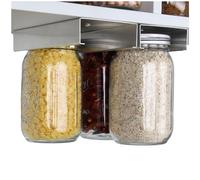 Mason Jars Rack Under Cabinet, Mason Jar Organizer for Food Storage, Canning Jar Holder Under Kitchen Shelf, Mason Jars Hanger Brackets for 4oz, 8oz, 12oz, 16oz, 24oz, 32oz, 64oz (2 Pack-Wide Mouth)