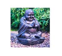 Mason & Jones SOLAR POWER STONE BRONZE EFFECT LAUGHING BUDDHA GARDEN SCULPTURE STATUE FIGURINE ORNAMENT (BRONZE EFFECT)