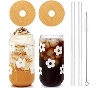 Mason Life Beer Can Glass with Lids and Straw, Valentine Gift for Her Women, 18OZ Drinking Glasses, Iced Coffee Glasses Cup, Smoothie Tumbler Glass (White)