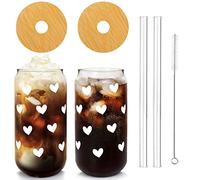 Mason Life Love Can Glass, Valentine's Day Can Glass, Couple Coffee Glass Cups, Couple Drinking Cups (White Love * 2)