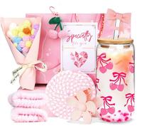 Mason Life Teenage Girl Gifts Cherry Cup, 18OZ Bow Tumbler Glass Cups with Lids and Straws, Cherry Coffee Cup Aesthetic Bowknot Mug, Teen Girls Birthday Gift for Women Sister Daughter Friends