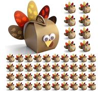 Mason Life Thanksgiving Gift Boxes, 48PCS Turkey Candy Treat Boxes, Thanksgiving Party Favor Boxes, Funny Thankful Goodies Box, Cupcake Box for Holiday Dinner Decoration, Table Centerpiece
