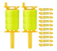 Mason Line Nylon Braided Rope with Handle, 500 Feet #18 with Refillable Line Spool and 10 Built-in Levels, Precision Construction Twine for Masonry, Gardening and 2 Pack