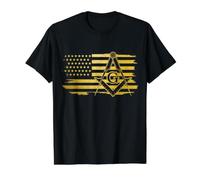 Mason Masonic US Flag Square Value Graphic T-Shirt, Men, Black, S
