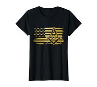 Mason Masonic US Flag Square Value Graphic T-Shirt, Women, Black, S