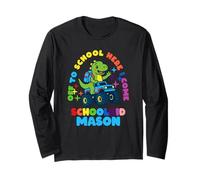 Mason Schoolchild Personalized Back to School Dino Truck Long Sleeve T-Shirt