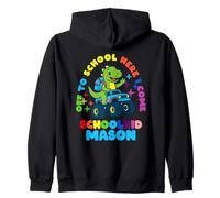 Mason Schoolchild personalized Back to School Dino Truck Zip Hoodie