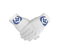 Masonic 100% Cotton Gloves with Square Compass and G - Blue (Medium)