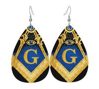 Masonic All-Seeing Eye Emblem Art Leather Earrings Printed Earrings Fun Earring For Mother'S Day Party