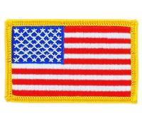 Masonic American Flag with a Gold Border Patch, Machine Embroidered - Iron-On Back - Freemason Regalia Patches & Emblems