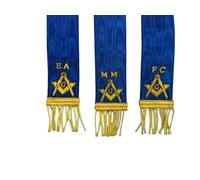Masonic Bible Markers Hand Embroidered Royal Blue Ribbon & Gold Bullion Threads