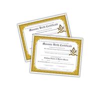 Masonic Birth Certificate 6pk on Linen 8.5x11” Free Mason University Membership Award Lodge Master Sublime Degree Grand Seal Wardens