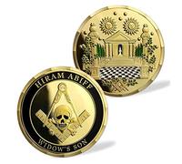 Masonic Challenge Coin Grand Master Hiram Abiff Widow Son Freemason Skull Coins