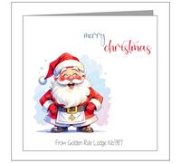 Masonic Christmas Card Masons Xmas Rosy Cheeked Santa Wearing Apron & Compass - Brothers, Friends, Family, Lodge, Husband, Brother, Uncle, Dad, Neighbours