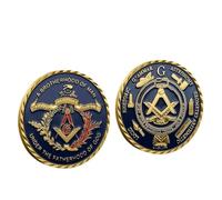Masonic Coins Gold Plated Freemason Challenge Coin Blue Lodge Master Gift