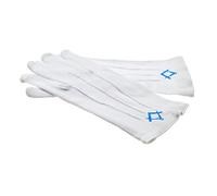Masonic Compass & Square No G Light Blue Design One Size White Cotton Gloves XLFG002