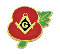 Masonic Exchange Freemason Soldier Poppy Flower of Remembrance Lest We Forget Lapel Pin