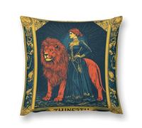 Masonic Exchange Strength Tarot Card Plush Pillowcase Square Throw Pillow Cover Soft Cushion Case for Sofa Bedroom Car 24 "x24 "