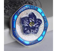 Masonic Forget-Me-Not .999 Silver Commemorative with Blue Enamel and Embroidered Detailing. Freemasonry/Masons/Freemasons Lodge/Order Epoxy