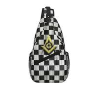 Masonic Freemason Checkered Sling Chest Bag Customized Shoulder Crossbody Backpack for Men Cycling Camping Daypack