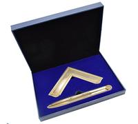 Masonic Freemason Gold Square & Compass Gift Set Presented in a Blue Box
