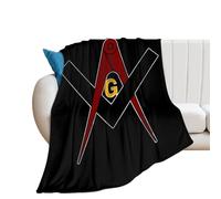 Masonic Freemason Square Compass Flannel Throw Blanket 250 GSM Lightweight Fuzzy Lap Blankets for All Seasons Gift 60"*80"（150 * 200cm）