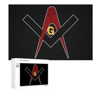 Masonic Freemason Square Compass Wooden Jigsaw Puzzles for Adults Intelligent Challenge Puzzle Game 1000 PCS