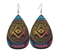 Masonic Freemason Symbol Earrings Printed Leather Earring Fun Hanging For Women Mother'S Day