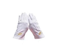 Masonic Gloves Cotton Embroidery Acacia Gold, 100% Cotton, Unisex Model, white, 10,5
