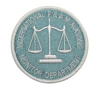 Masonic International Mason Monitor Department Patch Machine Embroidery, Iron-On Back - Freemason Regalia Patches & Emblems