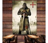 Masonic Knight Templar Art Flag Wall Hanging Painting Christ Armored Warrior Tapestry Wall Art Poster & Prints Wall Decor Banner A0