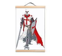 Masonic Knights Templar Scroll Posters with Solid Wood Axis Vintage Crusader Warrior Wall Hanging Painting For Rooms & Offices 4 (30X45 CM)