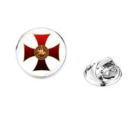 Masonic Knights Templar Symbol Brooches Red Cross Crusaders Solomons Sign Temple Clothes Pins Stainless Steel Badge for Men