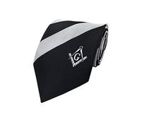 Masonic Masons black and white tie with Square Compass & G NT024