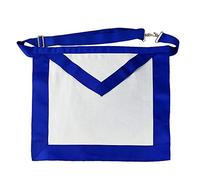 Masonic Master Mason Blue Lodge Apron White Cloth Blue Grosgrain Ribbon Border