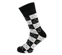 Masonic No G Compass and Square Checkered Design Cotton Rich Woven Socks, Black and White, UK Size 5-12, Unisex Adult