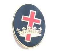 Masonic Order of The Knights Templar Cross & Crown Oval Enamel Lapel Pin Badge