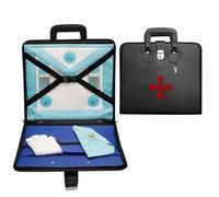 Masonic Regalia Apron & Chain Collar Case - The Knight of Cross Order of Malta Regalia Bag | Soft Handle, Lock, Inner Pockets | Imitation Leather Travel Case / Storage Bag | Hand Embroidery - MM/WM