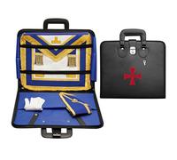 Masonic Regalia Apron & Chain Collar Case - The Knight of Cross Order of Malta Regalia Bag | Soft Handle, Lock, Inner Pockets | Imitation Leather Travel Case / Storage Bag | Machine Emb - Provincial
