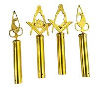 Masonic Regalia Golden Masonic Blue Lodge Tops Set with MM Emblem Freemason Masonic Pole (Set of 4)