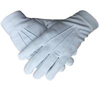 Masonic Regalia Mens Plain 100% Cotton White Masonic Gloves (Medium)