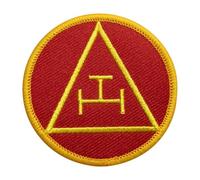 Masonic Royal Arch Triple Tau Round Patch, Machine Embroidered - Iron-On Back - Freemason Regalia Patches & Emblems