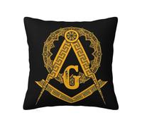 Masonic Series Freemason Compass Square Throw Pillow Case Modern Cushions Pillowcase With Invisible Zipper Throw Pillow Covers For Bed Party Home 45X45Cm