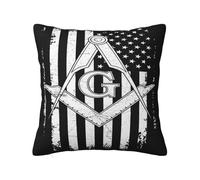 Masonic Series Freemason Compass Square Throw Pillow Case With Invisible Zipper Throw Pillow Covers Modern Cushion Case For Bedroom Bed Living Room 45X45Cm