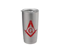 Masonic Square and Compass Freemasonry Symbol RED Stainless Steel Insulated Tumbler