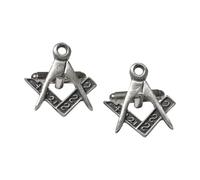 Masonic Square and Compasses Cufflinks, Hand-Crafted English Pewter, Antique Silver Finish, with Personalised Leatherette Gift Box
