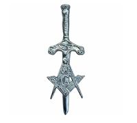Masonic Sword Kilt Pin - Chrome Finish Freemason Highland Kilt Accessory - Available Sizes 5-20