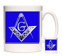MASONIC SYMBOL MUG,Masons gift mug. Matching Masons Gifts Available. Freemasons Gifts or presents (White) (Square and compasses)
