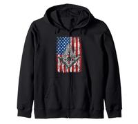 Masonic USA American Flag Square & Compass Freemason Zip Hoodie