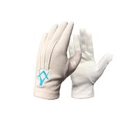 Masonic White 100% Cotton Gloves [Pair] with Turquoise Blue Embroidery (XL)